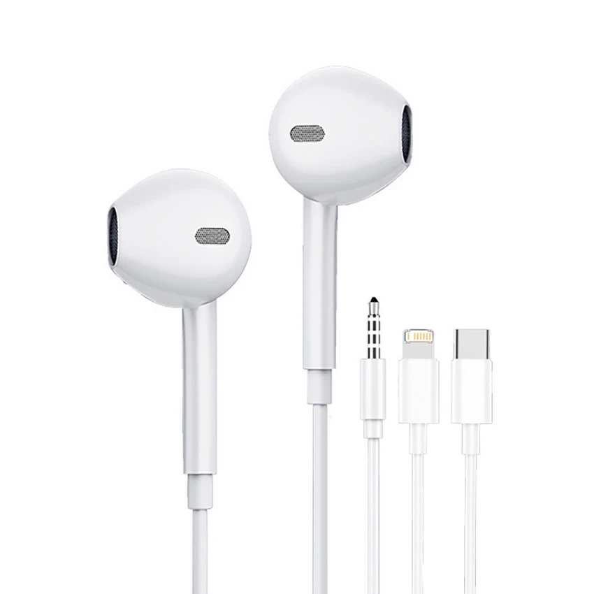 Original Wired Earphones For iPhone 15/14/13/12/11 Pro Max 7/8Plus XR/XS/SE/X iPad In-Ear Earbuds Lightning USB-C 3.5mm Earphone