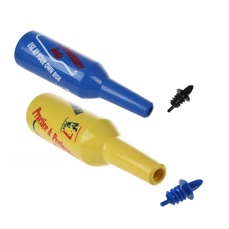 Promotion! 2X Flair Bartender Bartending Practice Bar Pub Bottle Wine Cocktail Shaker - Yellow & Blue