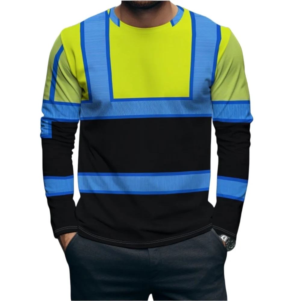 Men's 3D Printed New Secure Logo Color Blocking Design Long-Sleeved T-Shir Fashion Casual Daily Casual Work Wear Men's T-Shirts