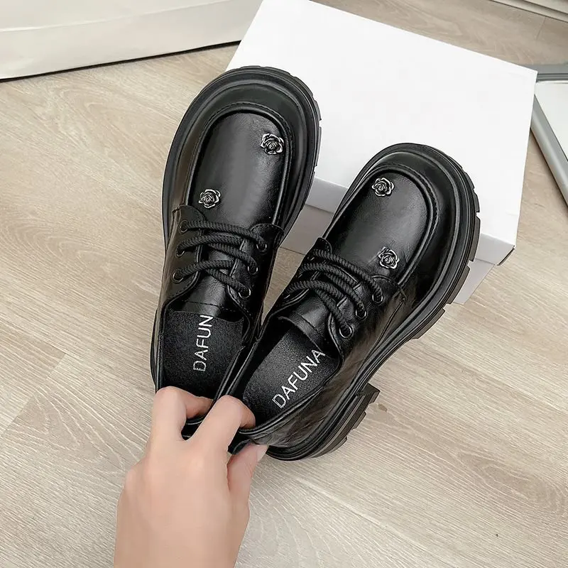 منصة المتسكعون للنساء النمط البريطاني الدانتيل يصل ماري جين أحذية الشقق مكتنزة وحيد أحذية من الجلد جولة تو المرأة حذا فردي للسيدات