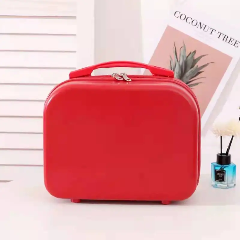 Mini estuche pequeño para viaje en coche para mujer, estuche de maquillaje de 14 pulgadas, equipaje ligero para estudiantes, estilo Unisex