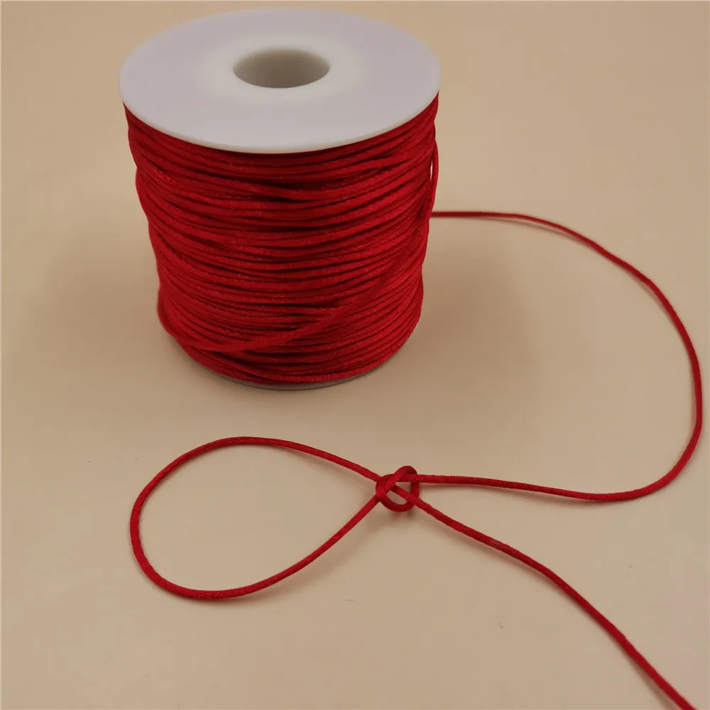 1mm 50meters roll Red Rope Satin Rattail Polyester Nylon Cords String Chinese Knot Cord DIY Bracelet Jewelry Making Supplies