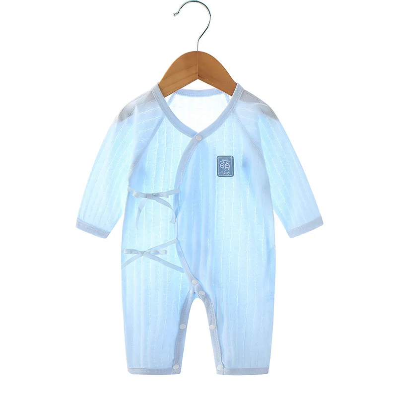 Baby Jumpsuit Summer Thin Boneless Newborn Clothes Pure Rompers Long-Sleeved Air Conditioning Room Clothing Baby Pajamas Summer