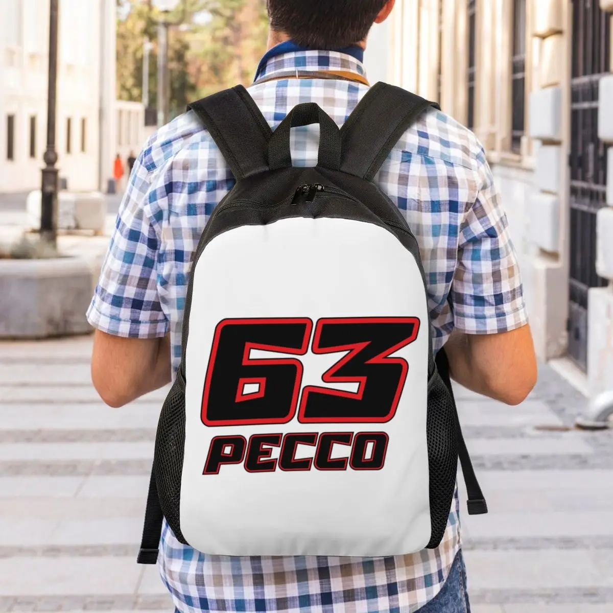 Pecco Bagnaia 63 バックパックホットセールデイパック大容量男の子女の子ブックバッグスクールバッグショルダーバッグ男性女性