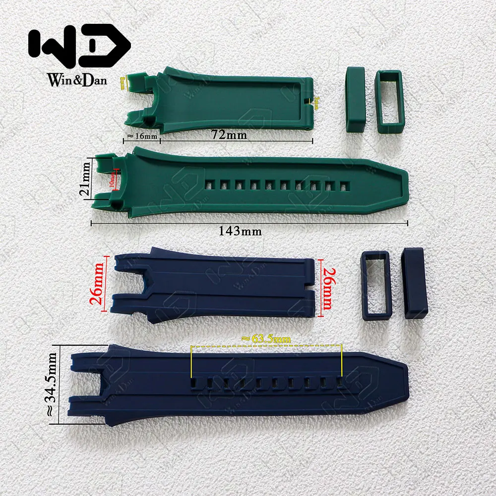 Watch Strap for Invicta Excursion Model 24276 52mm Watch band Bracelet Belt Waterproof Elastic Black/Blue 26mm Watch Accessories