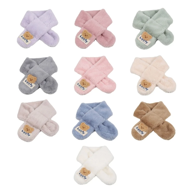 

Теплый зимний галстук, детский скрещенный плюшевый шарф, длинный глушитель с рисунком медведя, модный шейный платок для и