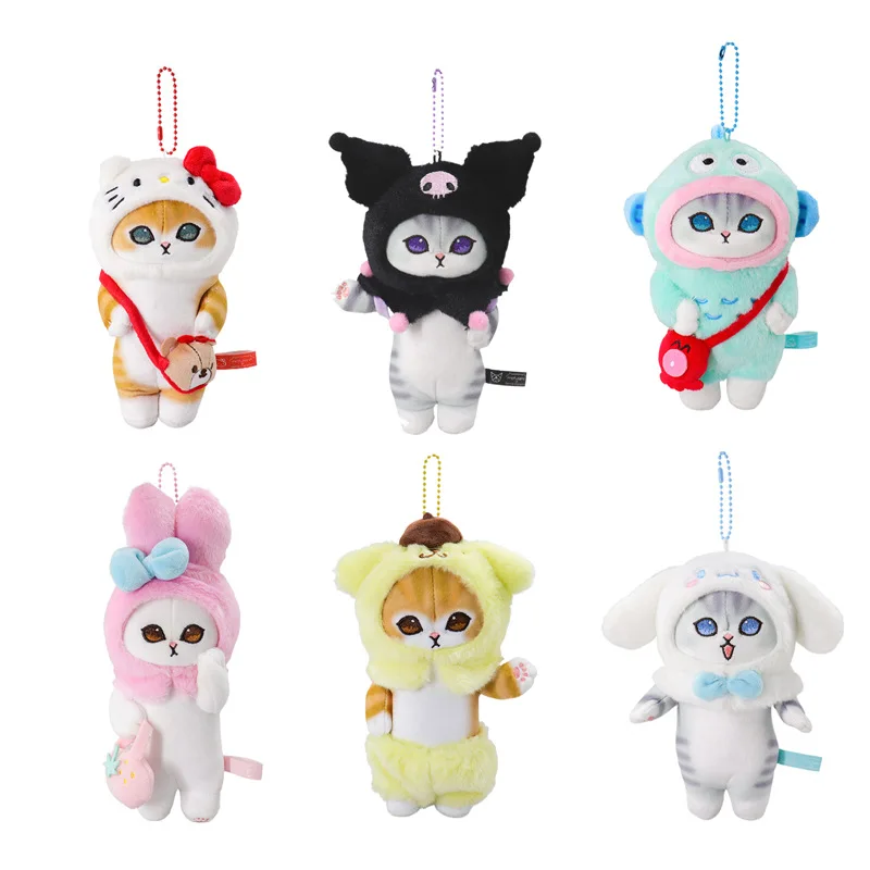 Simpatico cartone animato Kuromi Hello Kitty My Melody Cinnamoroll peluche Simpatico squalo gatto bambola divertente portachiavi ciondolo decorativo regalo per ragazza