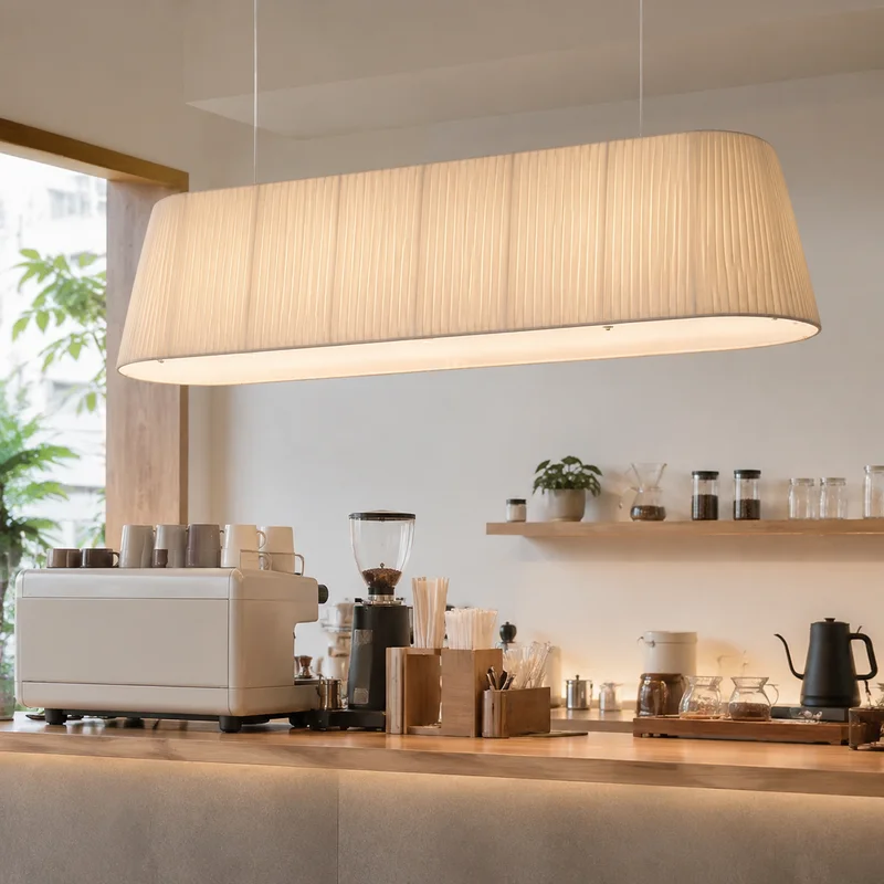 Modern Nordic Fabric Pleated Long Oval Shade Minimalist Commercial Decor For Cafe Restaurant Dining Room And Home Pendant Lamp