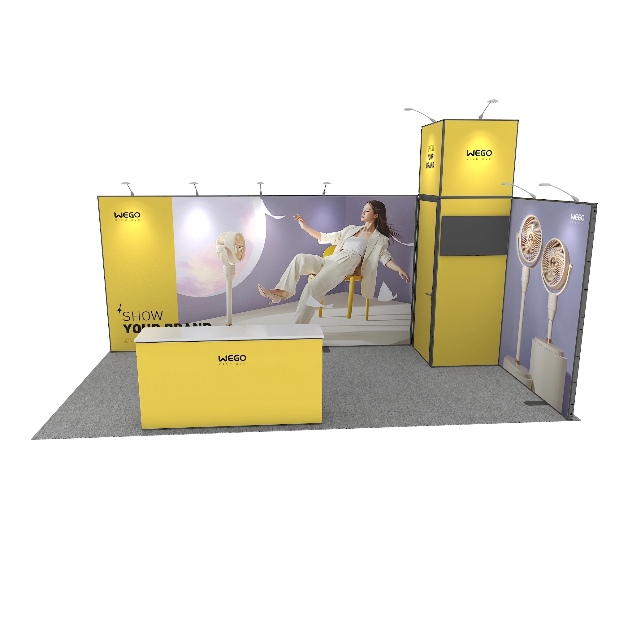 3x6  Modular  Aluminum Expandable Exhibition Booth with extra Height Storage Room 10x20 Trade Show Booth