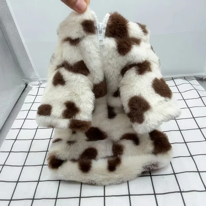 Autumn and Winter Dog Love Plush Warm Coat Pet Schnauzer Teddy Bear Fashion Two Legged Small Dog Clothes for Small Dogs