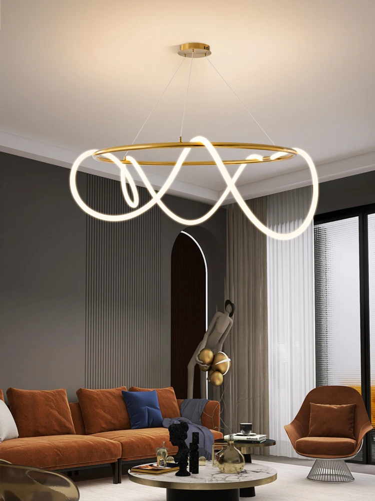 

Modeling Living Room Chandelier LED DIY Restaurant Pendant Light Dining Table Bar Lamp Modern Simple Strip Silicone Lighting