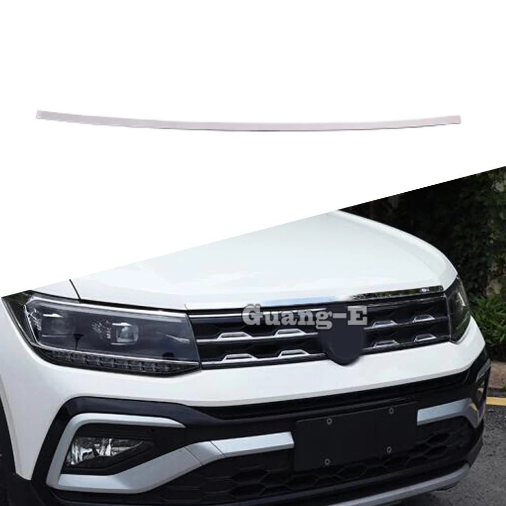 For Volkswagen VW T-cross Tcross 2019 2020 2021 2022 2023 Stainless Steel Front Engine Machine Grille Upper Lid Stick Trim Frame