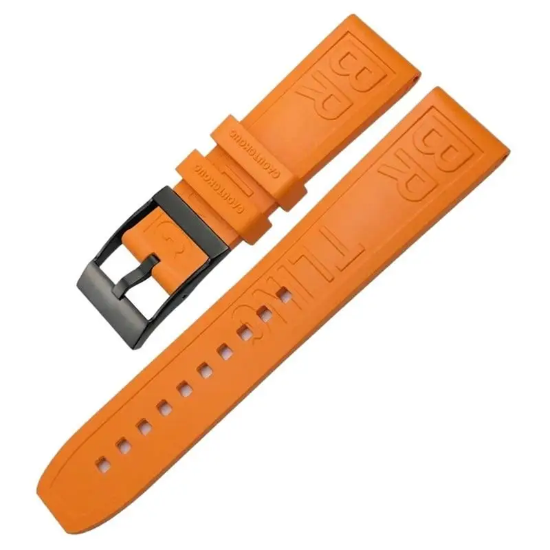 HAODEE For Breitling Strap For Superocean/Navitimer/Avenger Bracelet 20mm 22mm 24mm Red Orange Black Fluoro Rubber WatchBands