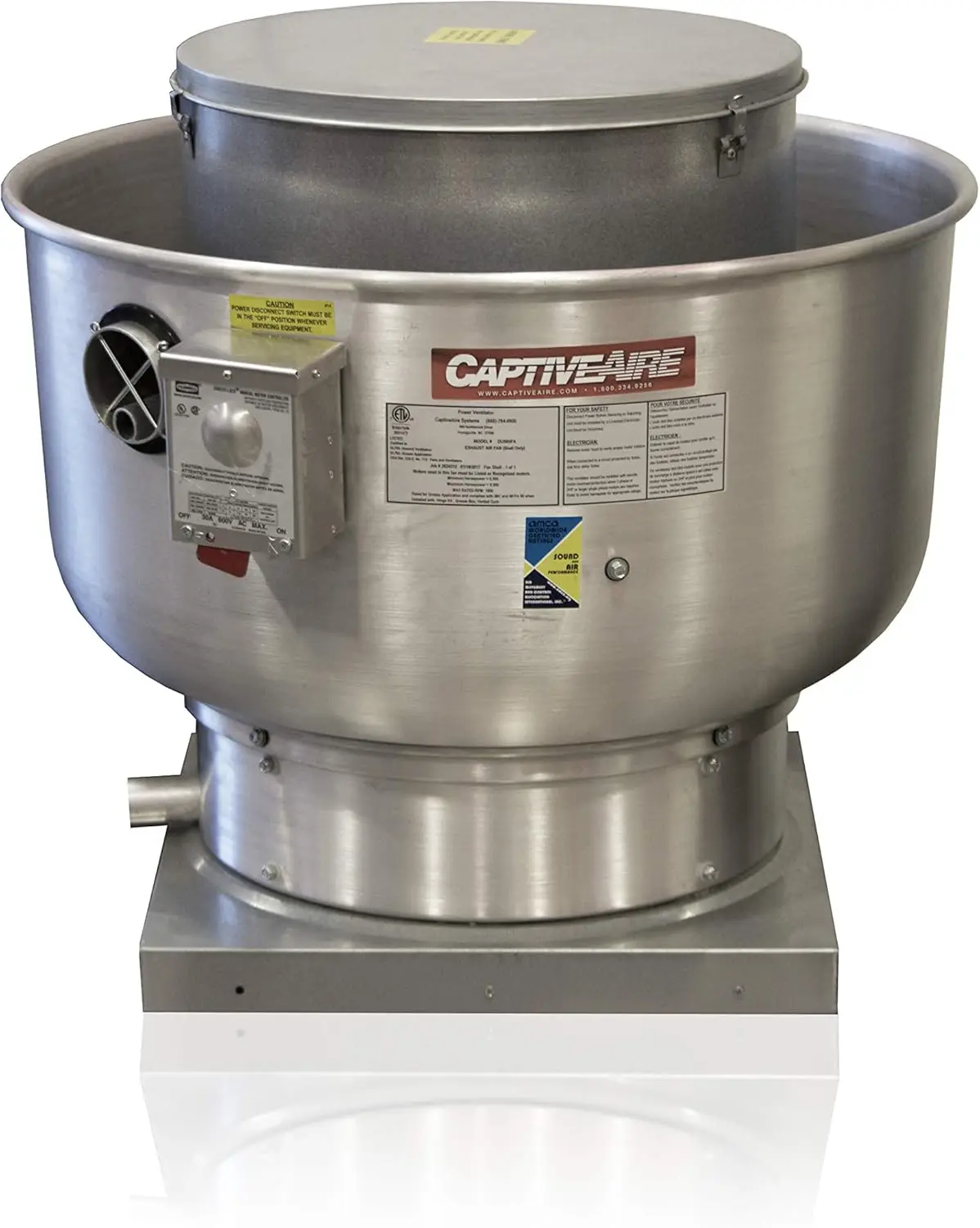 Restaurant Canopy Hood Grease Rated Exhaust Fan- High Speed Direct Drive Centrifugal Upblast Exhaust Fan with speed control- 19