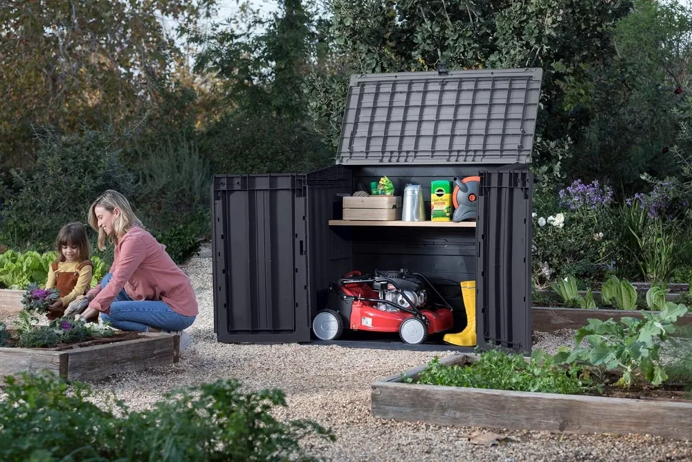 

4.3 x 3.7 ft. Outdoor Resin Storage Shed with Easy Lift Hinges, Perfect for Yard Tools, Pool Floats and Garden Accessories