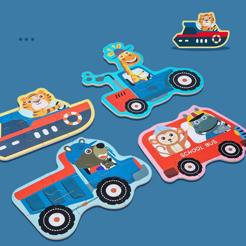 2 pz/scatola puzzle Set, animali dinosauri veicoli modello puzzle progressivi per bambini, regalo per bambini