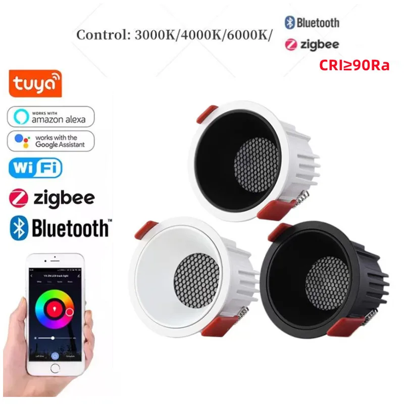 

Graffiti ZIGBEE/Bluetooth APP Intelligent Embedded Anti Glare LED Downlight 15W 85-265V Spotlight 12W Intelligent Home Lighting