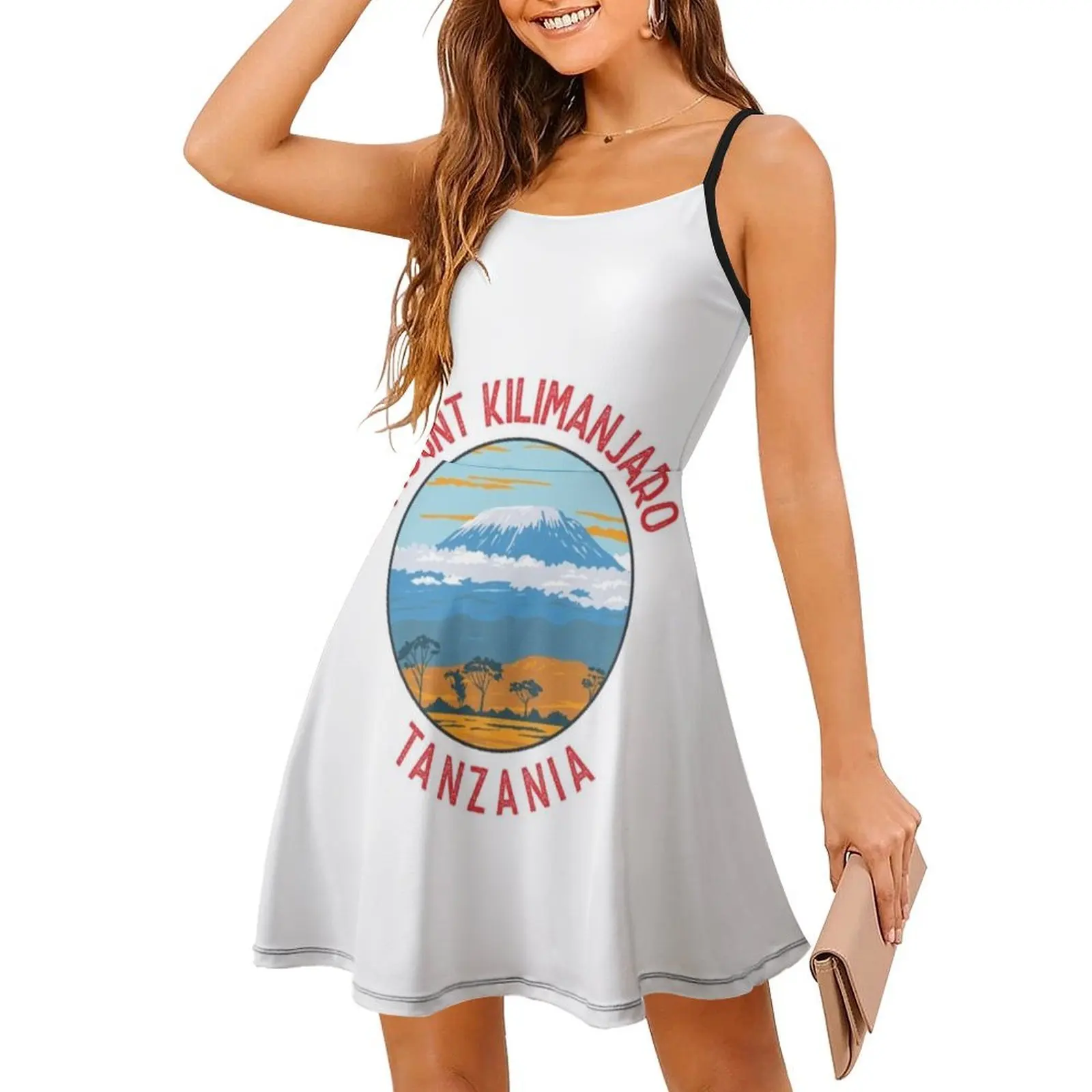 جبل كليمانجارو تنزانيا المتعثرة دائرة المرأة الهيب هوب الشارع الشهير فستان جرافيك طباعة ملابس النادي الحفلات كليمانجارو جبل
