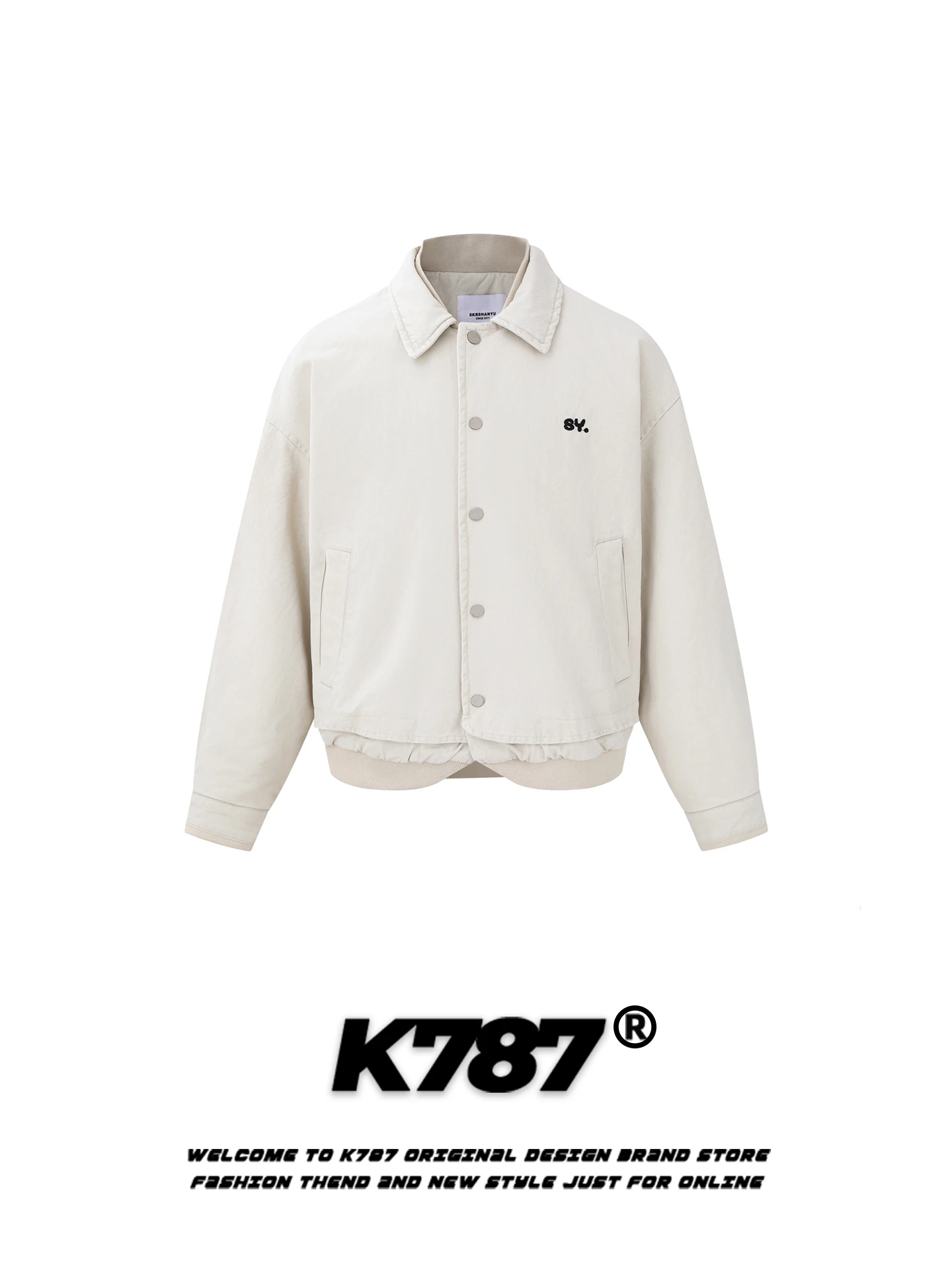 

K787 American Retro Cleanfit Collar Cotton Jacket Loose Fit Couples Polyester Filled Warmth Youth Fashion Long Sleeve Zipper