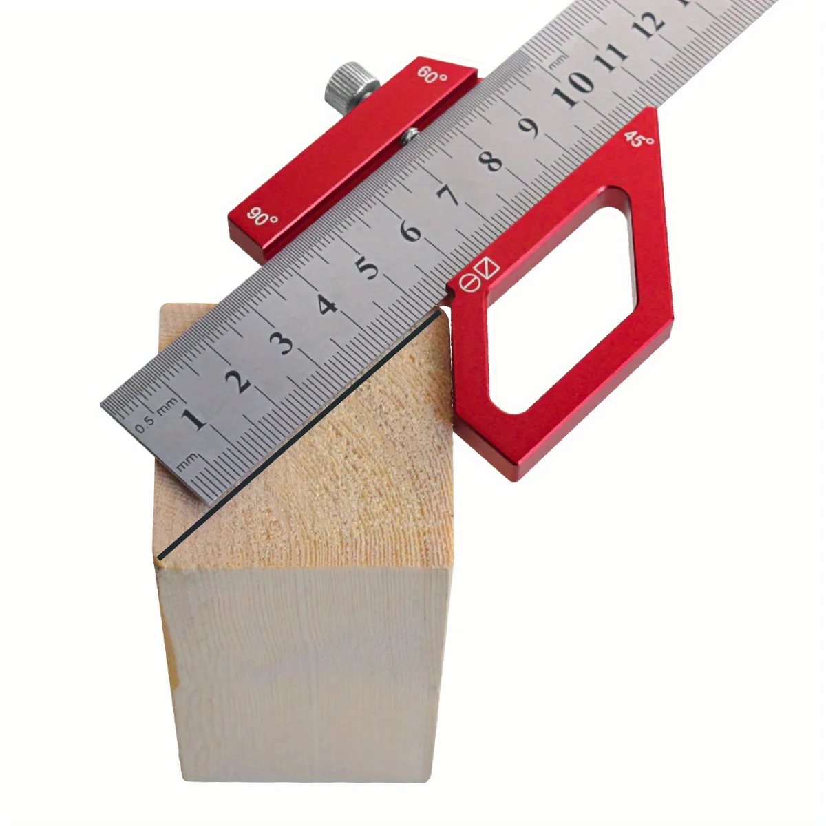 Woodworking Steel Ruler Positioning Block,Center Finder 45/60/90 Degree Angle Scriber Line Marking Gauge for Ruler Locator