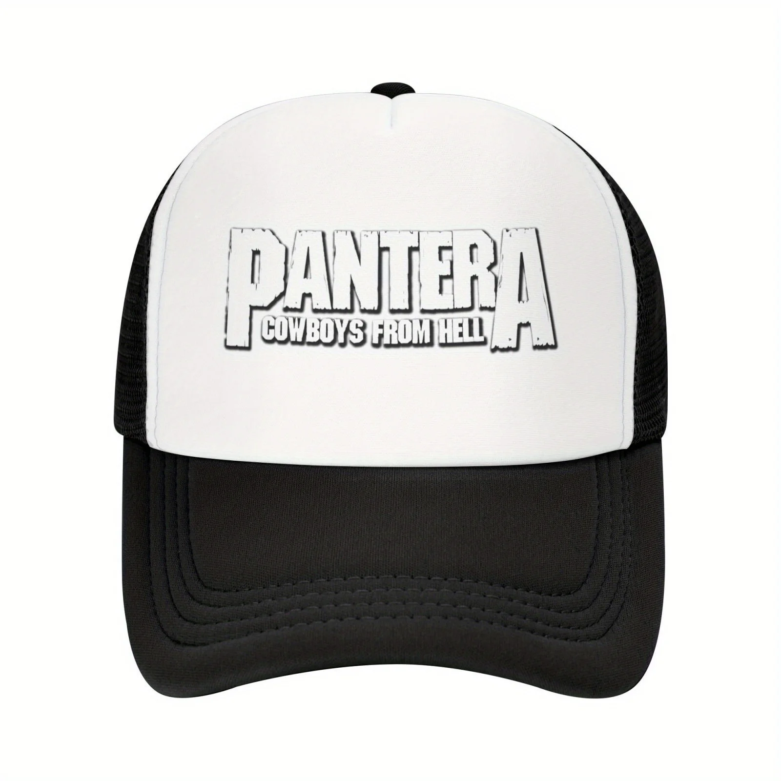 1pc Pantera Cowboys From Hell Band Merch Mesh Baseball Cap - Unisex, Breathable, Sun-Protective Trucker Hat with Adjustable Stra