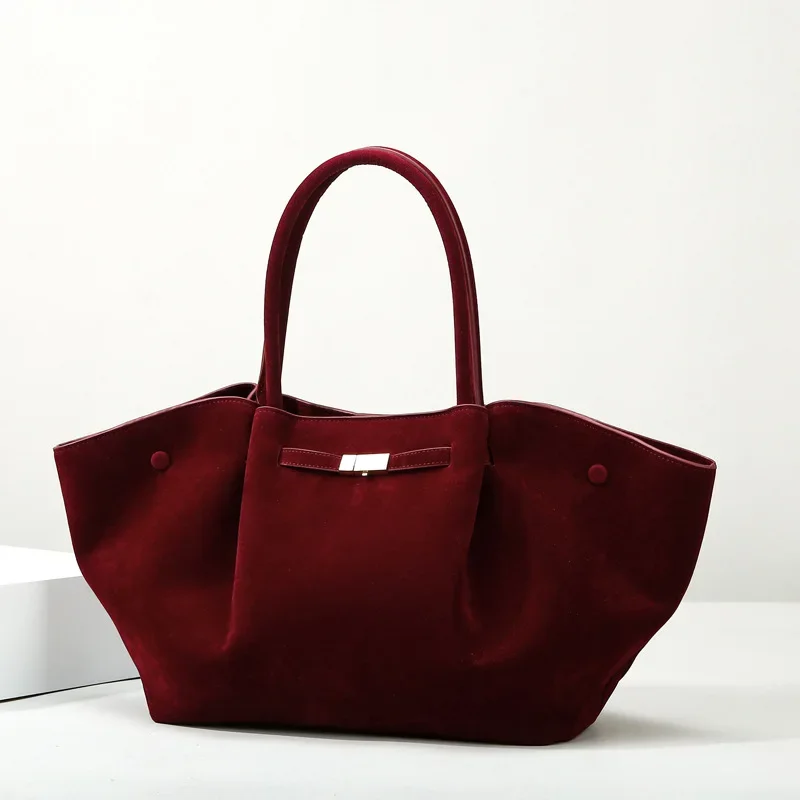 

Winter Luxury Design Large Capacity Faux Suede Tote Bag High Quality Daily Commuter Shoulder Bag Solid Color Handbag Purse 2025