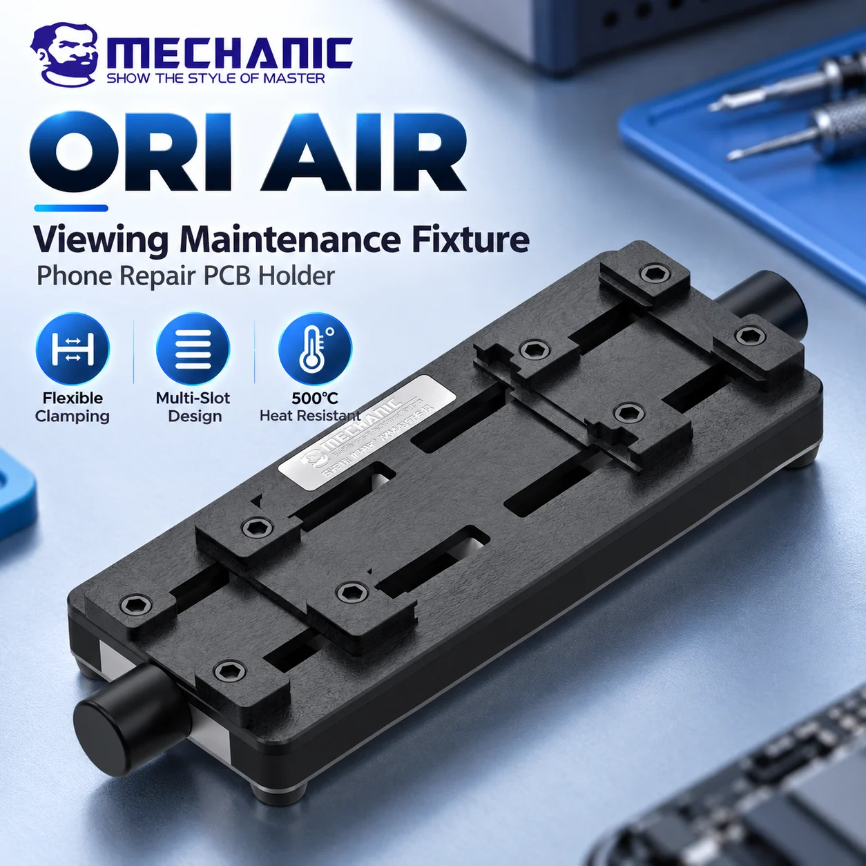 MECHANIC ORI AIR Dual-Axis Motherboard Fixture 500°C Heat Resistant PCB Holder for IC Chip Degumming Soldering Phone Repair Tool