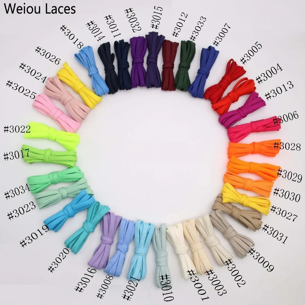 Weiou New 7mm 34 Solid Colors Shoelace A Pair Of Classic Hollow Double Flat Shoelace Woven Laces Sports Casual Bootlaces Lacet