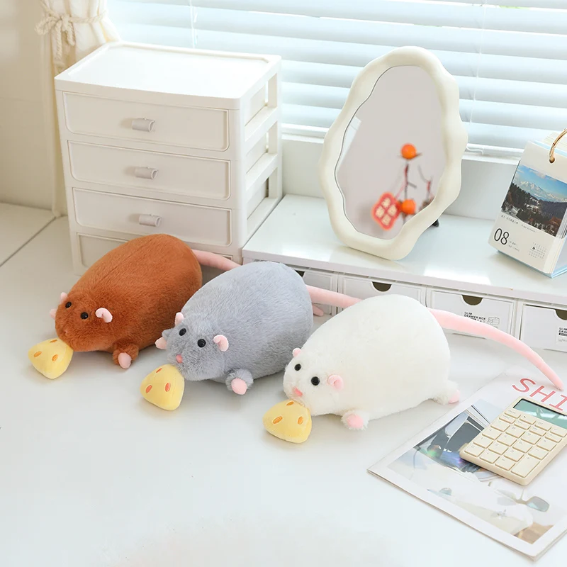 Pull String Cheese Rat Soft Stuffed Plush Toys Big Mouse Dolls Throw Pillow Cute Rats Stuffed Plushies Gifts For Girls Boys Kids