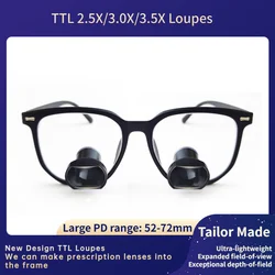 Burite New Design Classic Black Frame TTL2.5X/3.0X/3.5X Loupes Through The Lens Dental Medical Surgical Loupes J20