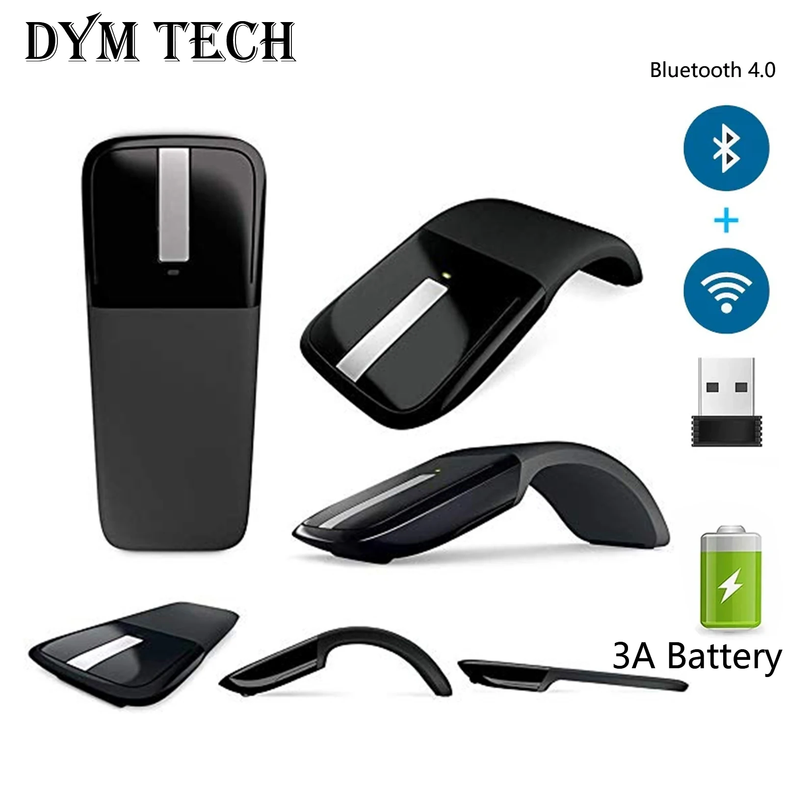 Bluetooth 4.0 Folding Wireless Mouse Arc Touch Roller Computer Silent Mouse Ergonomic Slim Laser Mini Mice For Microsoft Surface