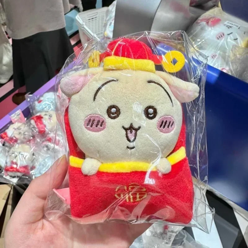 Anime kawaii chiikawa ano novo envelope vermelho usagi boneca de pelúcia pingente bonito dos desenhos animados saco sorte hachiware chaveiro decoração presente