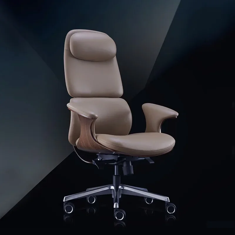 Luxury Modern Executive Boss Chair High Back Leather Ergonomic Swivel Adjustable Headrest Office Chair