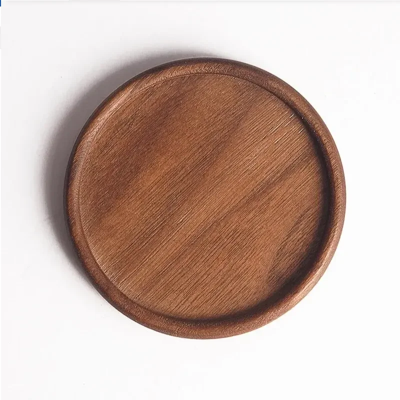 Creative Walnut Ebony Wooden Cup Coaster, Heat Insulation Anti-Scratch Cup Tray, Household Japanese Tea Accessory for Coffee Mug