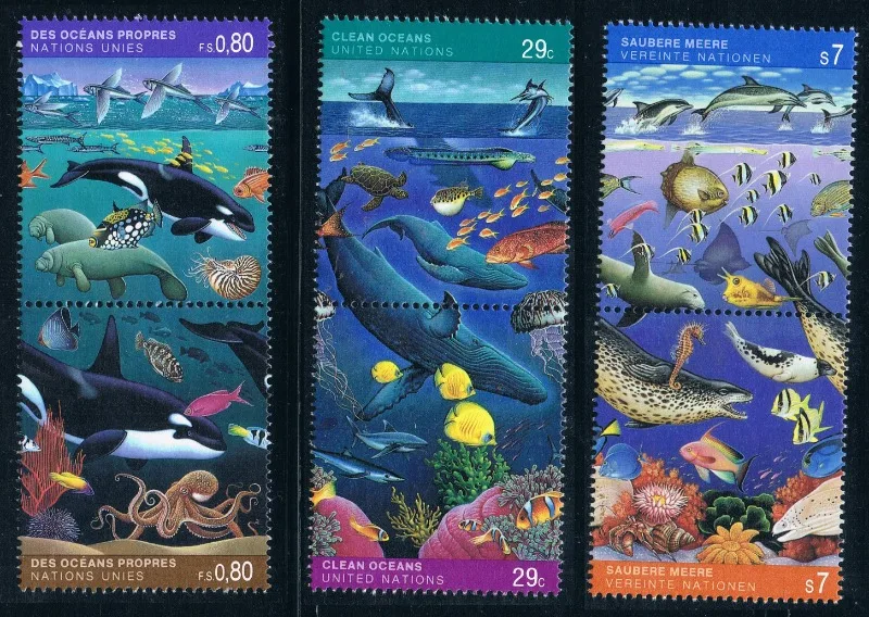 6 PCS / Set,UN0184,United Nations1992 Protect Marine Animals,Animal Stamp,Stamp Collection,High Quaility,MNH