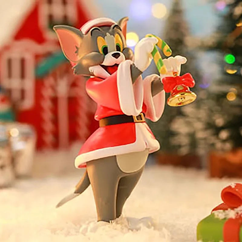 MINISO Blind Box Tom and Jerry Merry Kawaii Kids Christmas  Action Figure Birthday Gift Cute Collectible Toy Desktop Decoration