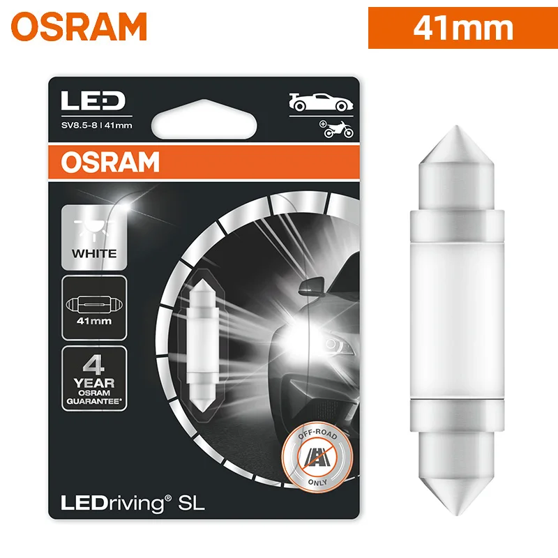 OSRAM LEDriving SL Advance C5W 41mm Festoon Lamp 6000K White LED Bulb Car Reading Door License Plate Interior Signal Light,1X