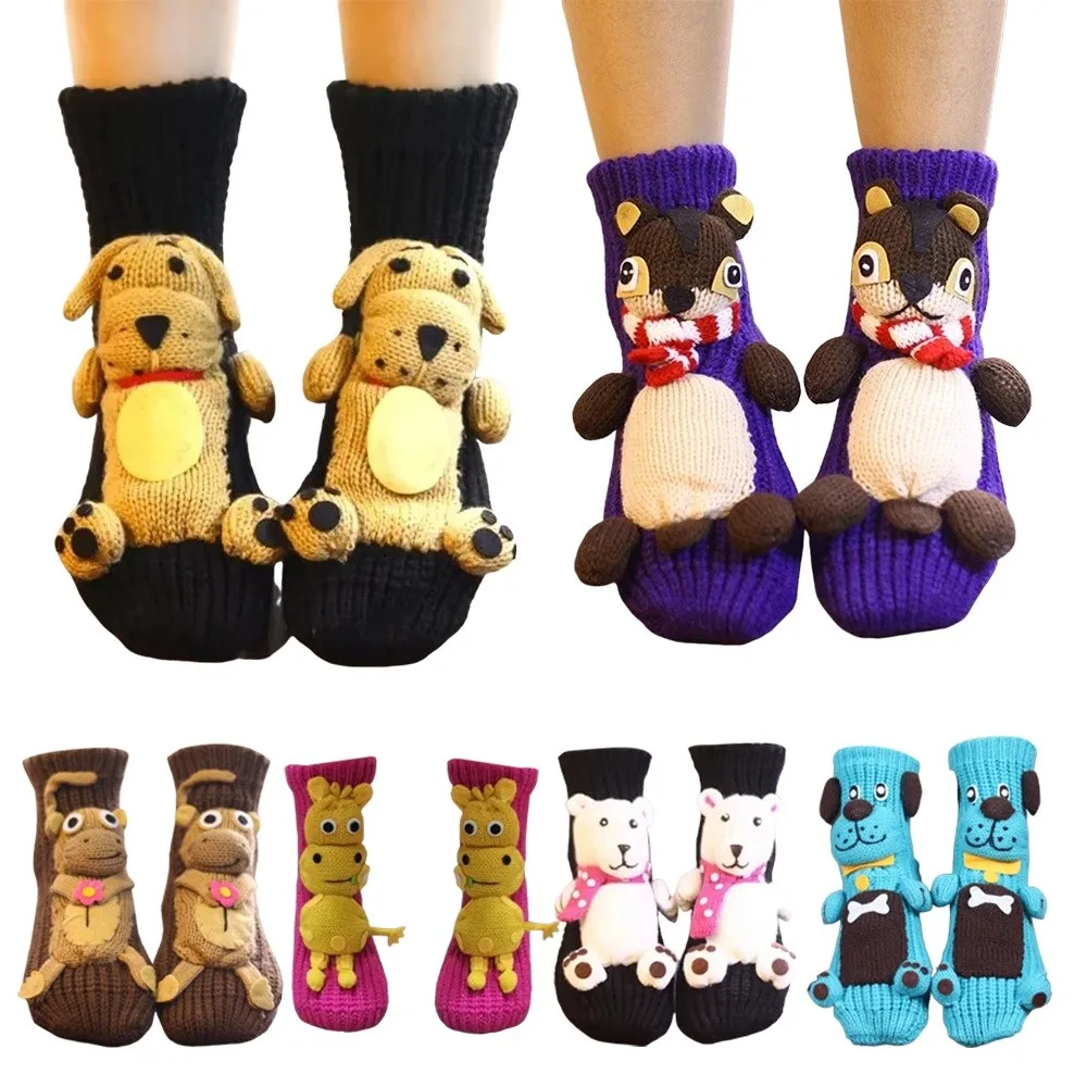 

Рождественские носки с 3D принтом для творчества, толстые теплые новые носки-тапочки, нескользящие дышащие зимние носки для мужчин и женщин