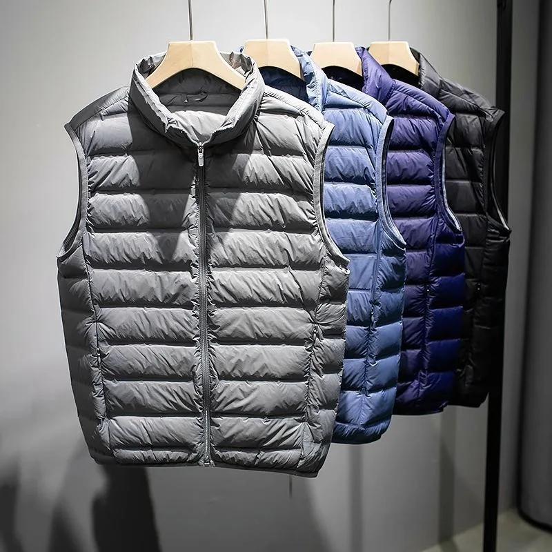 

Мужской легкий утепленный жилет с воротником-стойкой на осень-зиму, повседневный теплый хлопковый жилет-пуховик
