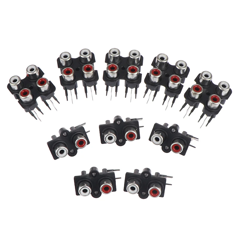 5Pcs 2/4 hole RCA Female Stereo audio Jack AV Audio input socket Connector