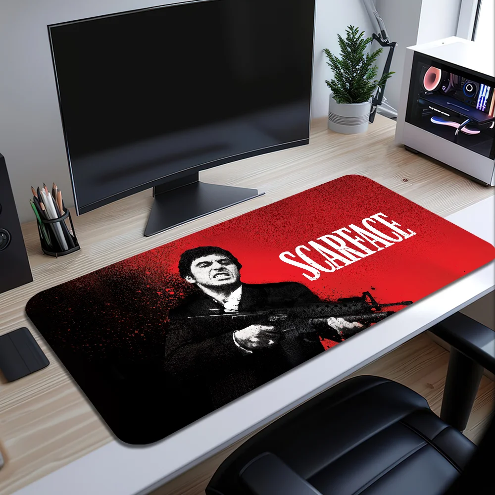Alfombrilla de ratón S-Scarface Tony Montana, alfombrilla de escritorio grande, teclado ergonómico de goma para oficina, PC, antideslizante, antidecoloración, personalizado para el hogar, al mejor precio