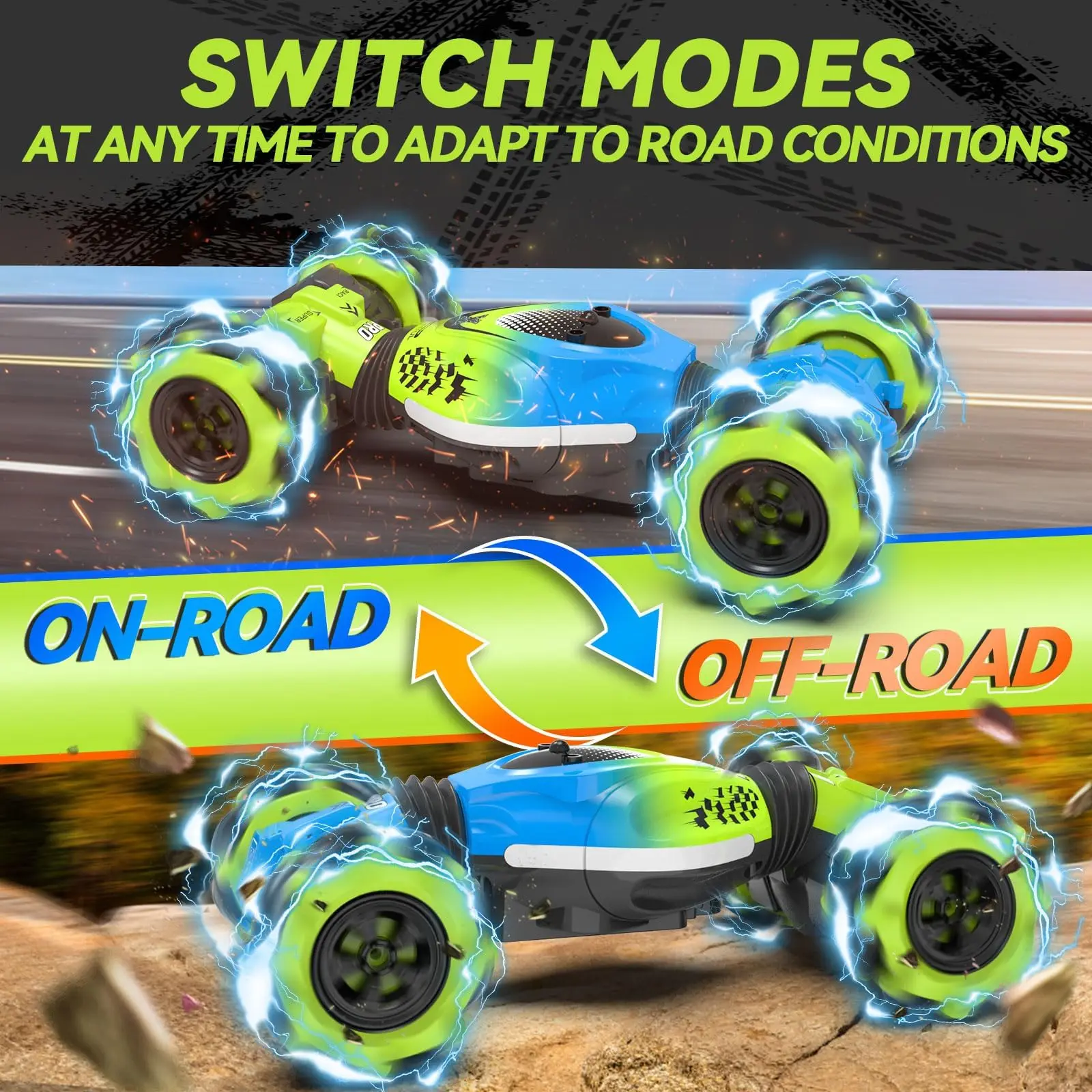 2.4GHz Gesture Sensing Stunt Car Hand Controlled Remote Control Twist Car 360° Drift Off-Road Vehicle Kids Toy Gift for Boys