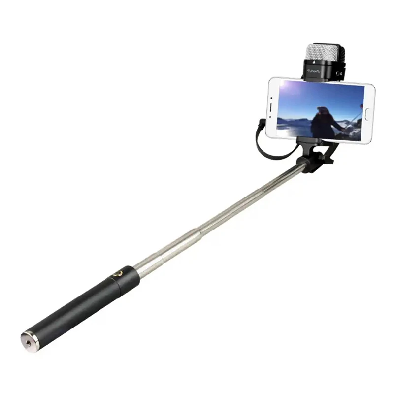 Selfie vlog foldable mini phone with microphone selfie stick tripod