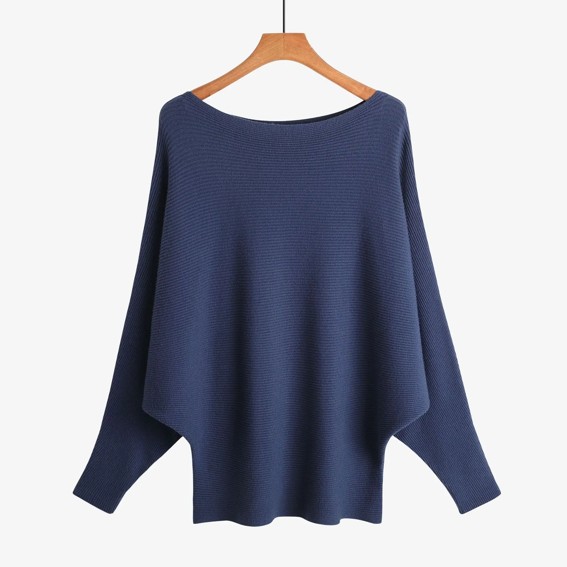 Sudadera con capucha para mujer, suéter de murciélago de un cuello, hilo elástico alto, Jersey holgado, Top elástico alto, 2022 kg, otoño e invierno, 180