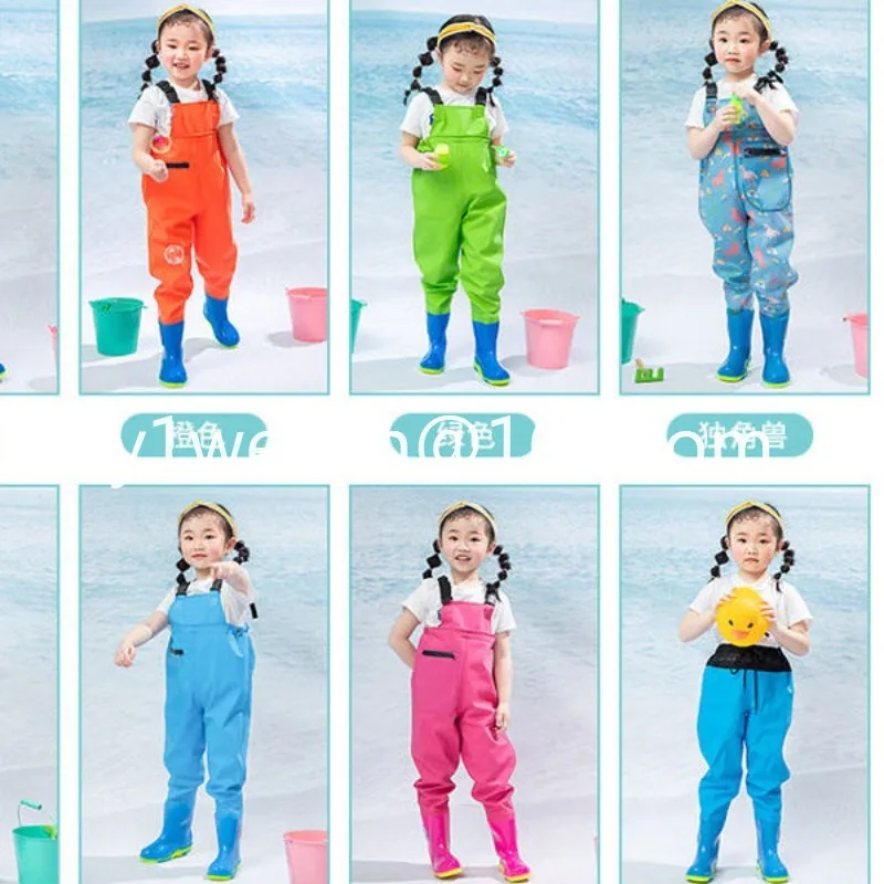 Water pants playing water jumpsuit catching the sea waterproof men's and women's rain shoes catching fish rain pants beach