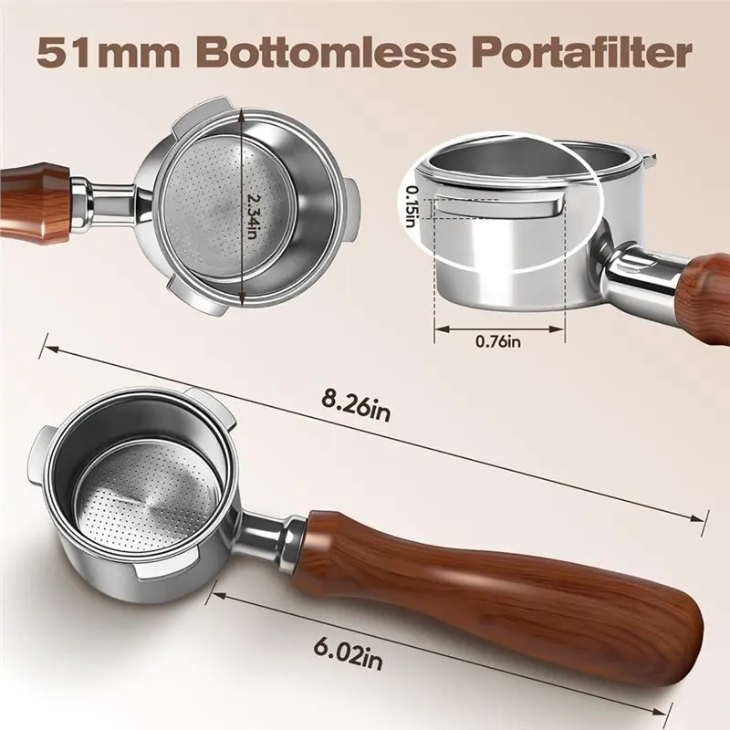 

【SIMPLE】Совместимый бездонный портафильтр 51 мм из нержавеющей стали с 3 ушками для CASABREWS CM5418, 5418Pro и 3700Essential