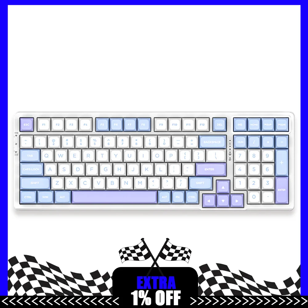 VGN V98 Pro V3 Keyboard Mekanik Tri Mode Nirkabel Keyboard Hot Swap RGB Gasket Laptop Gamer Gaming Keyboard Aksesoris PC ​