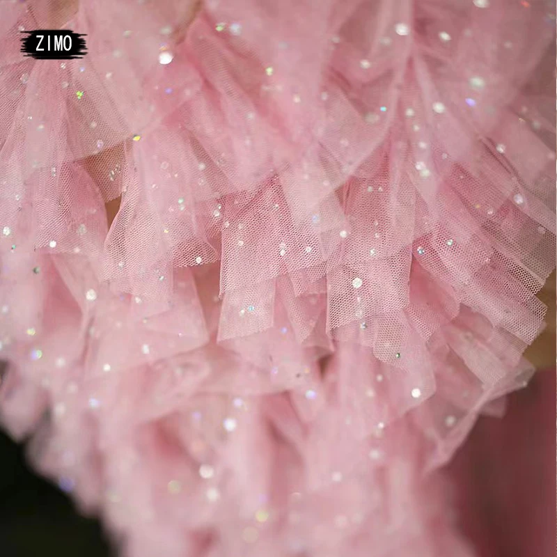 Custom adult Party dresses women pink top and skirt mesh sequin sexy wedding birthday party outfits dance performance costumes