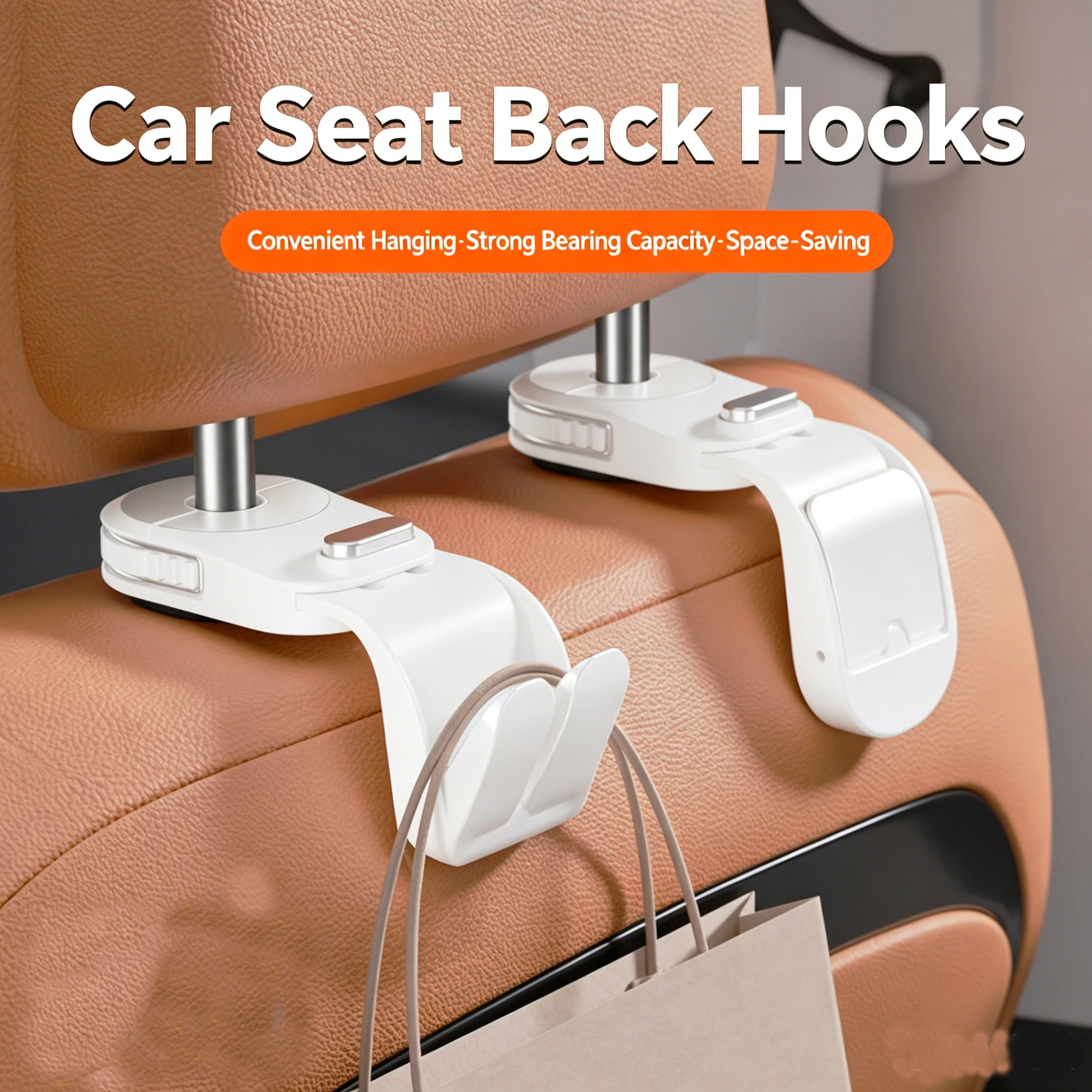 2pcs/set Car seat headrest Hook 25KG Large Load Bearing Car Rear Seat Foldable  rotate Hook holder universal for car decoration