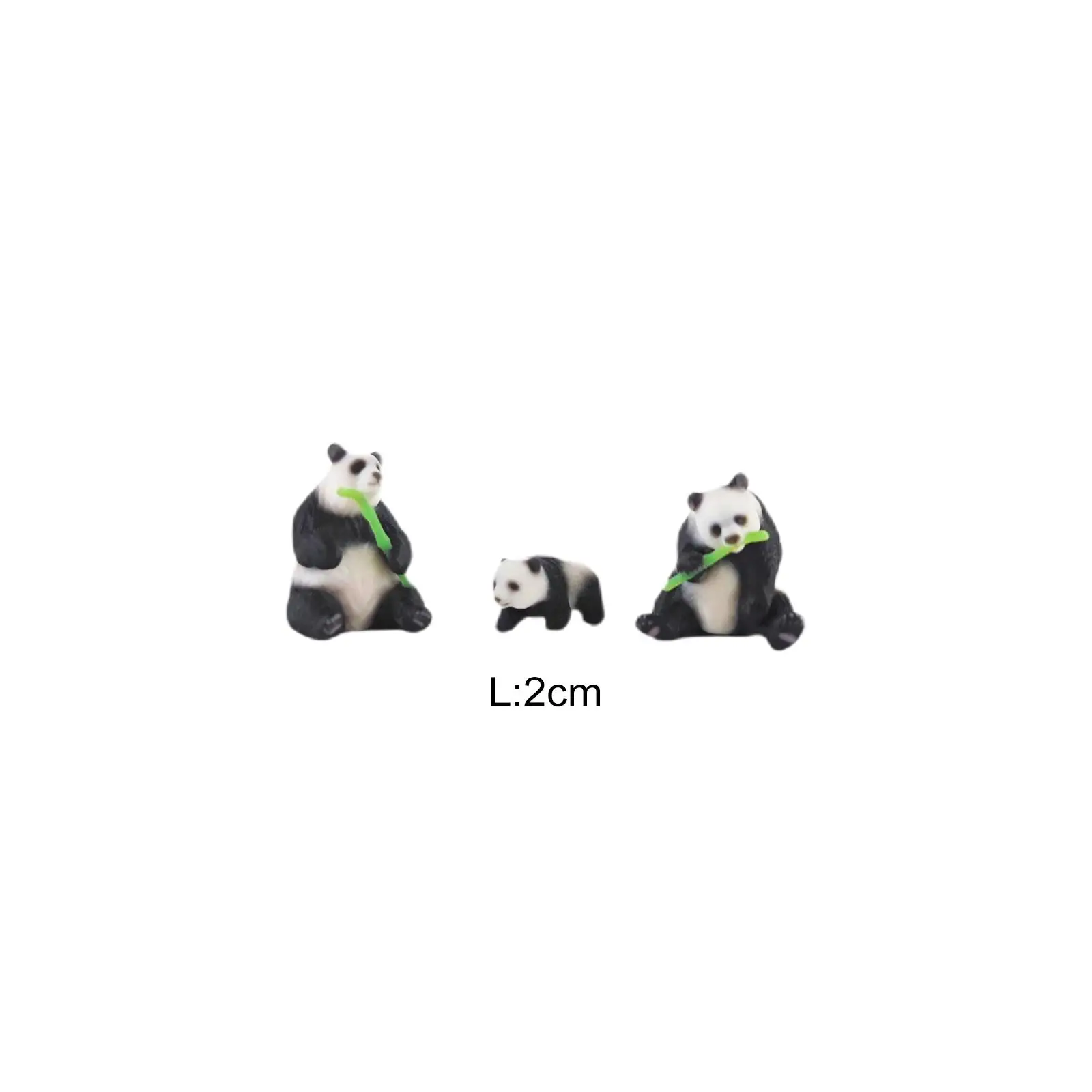 Miniature Resin Pandas Mini Animal Ornament 1/87 Scale Home Decoration